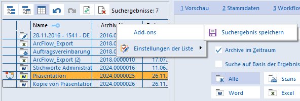 Archiv Suchergebnis Addon